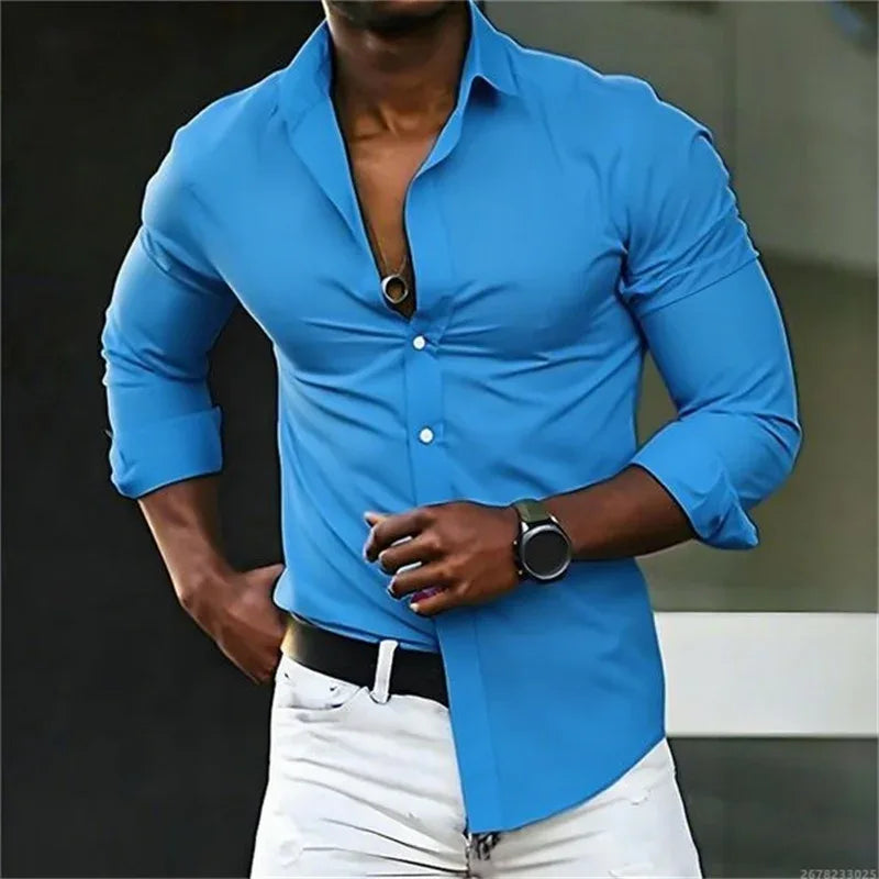 Solid Color Long Sleeve Shirt WSX0944 Bazaare Mart Long Sleeve Button Up Shirt