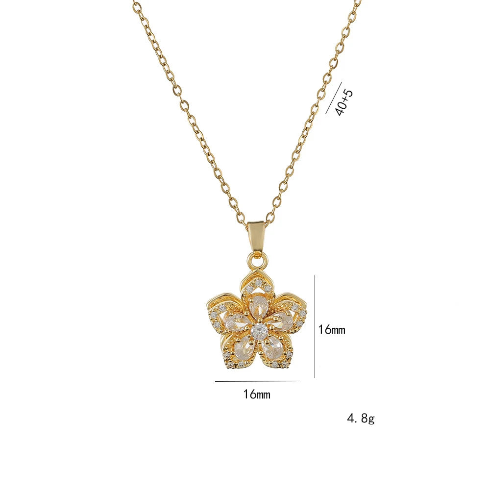 Romantic CZ Flower Pendant Necklace Bazaare Mart Romantic CZ Flower Pendant Necklace