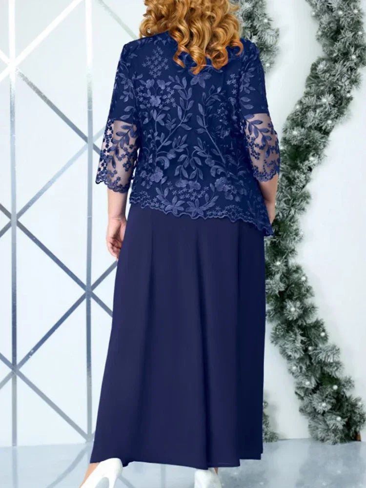 Navy Blue Lace Maxi Dress Bazaare Mart Navy Blue Lace Maxi Dress