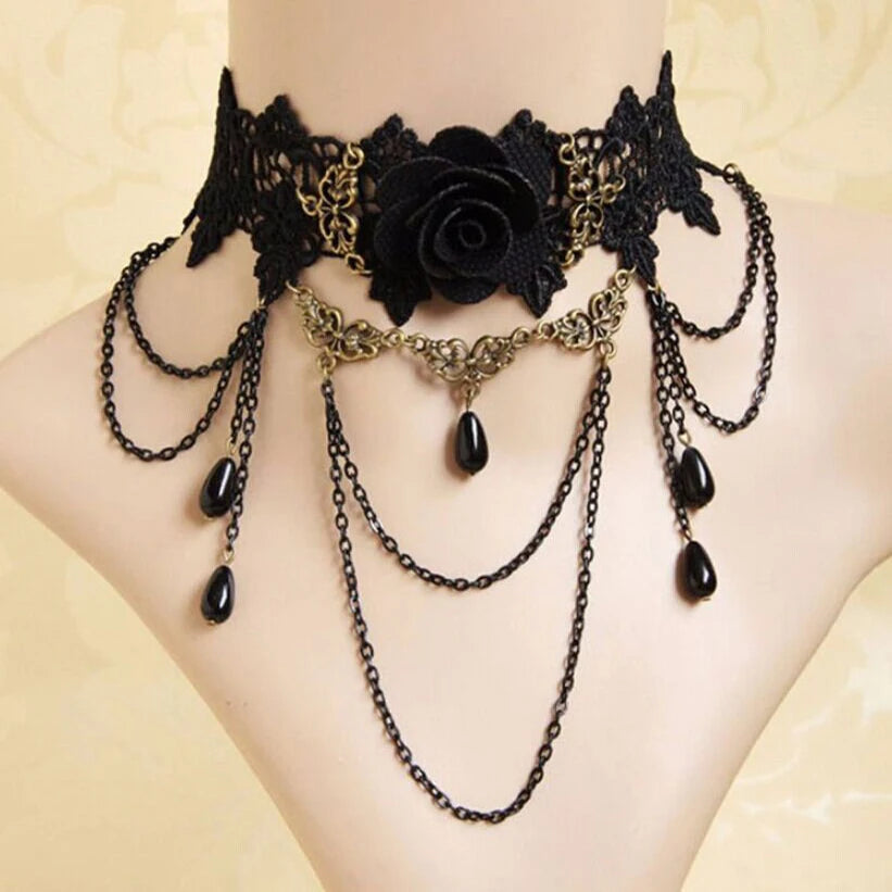 Neo-Gothic Black Lace Choker Bazaare Mart Black Lace Choker