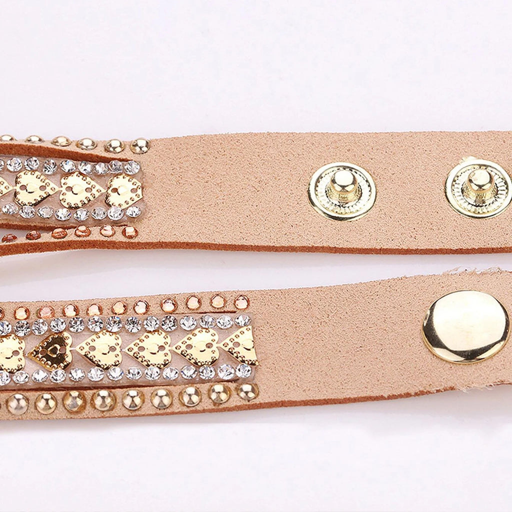 Women's Rhinestone Heart Wrap Bracelet Watch | Elegant Leather Quartz Watch Bazaare Mart Ladies Watch