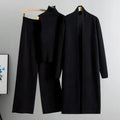 3 Piece Knitted Sweater Suit One Size black Bazaare Mart