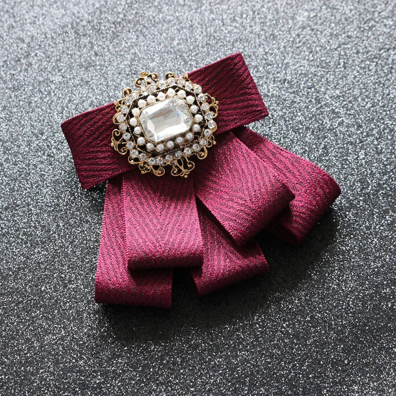 Fashion British Multi-layer Wedding Ribbon and Crystal Bowtie Bazaare Mart Fancy Jeweled Neck Tie