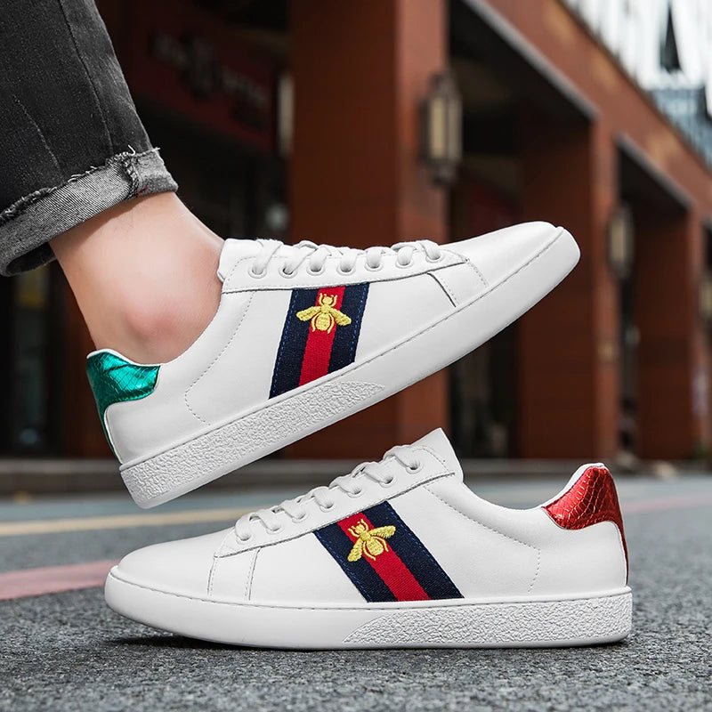 Tri Stripe Gold Bee Designer Style Sneakers