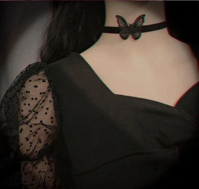 Neo-Gothic Black Lace Choker NXLS14 Bazaare Mart Black Lace Choker