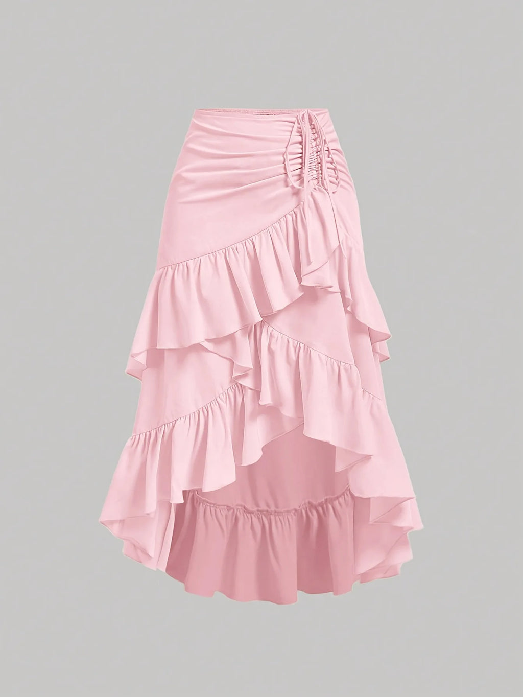 Sinched Ruffled Tiered Layered Skirt Bazaare Mart Wrap Sinched Ruffled Skirt