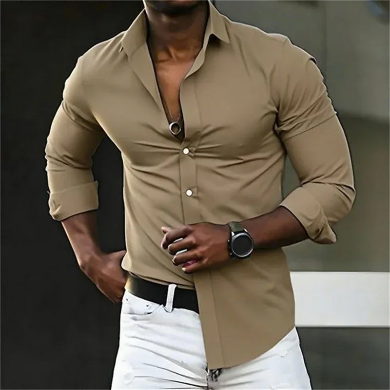 Solid Color Long Sleeve Shirt Bazaare Mart Long Sleeve Button Up Shirt