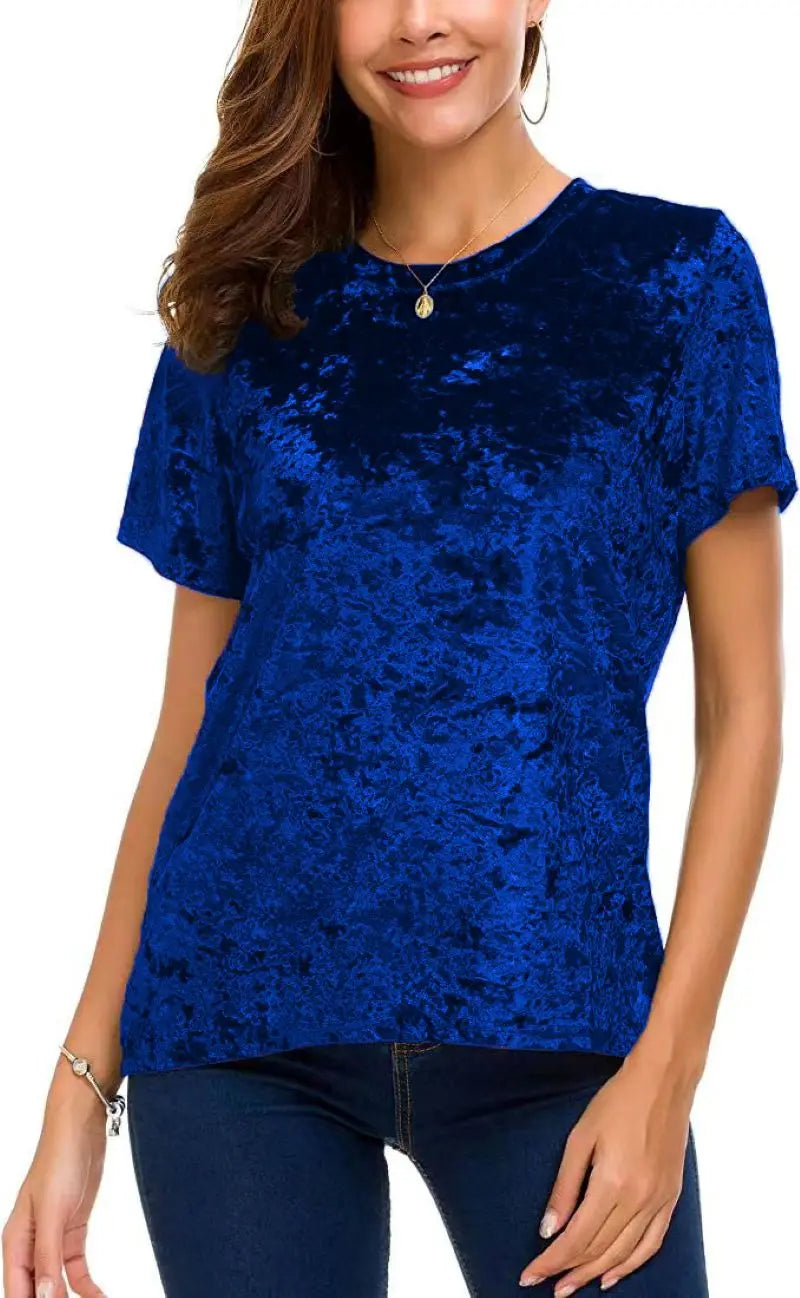 Plus Size Velvet Short Sleeve Top