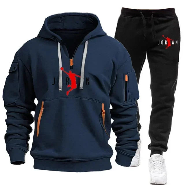 Trendy Men's Hoodie + Joggers Tracksuit Sportswear