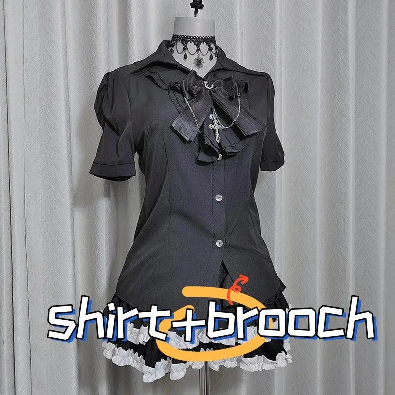 Women's Kawaii Lolita Blouse – Japanese-Inspired Peter Pan Collar Shirt with Lace & Bow Details shirt 44 Bazaare Mart Blouse