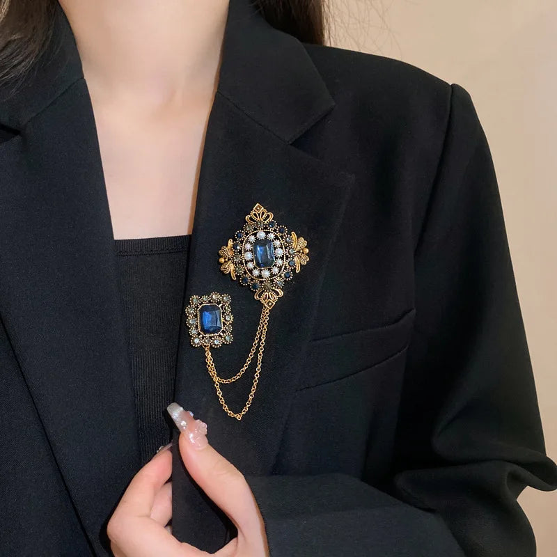 Double Retro Chained Brooch Bazaare Mart Double Retro Chained Brooch