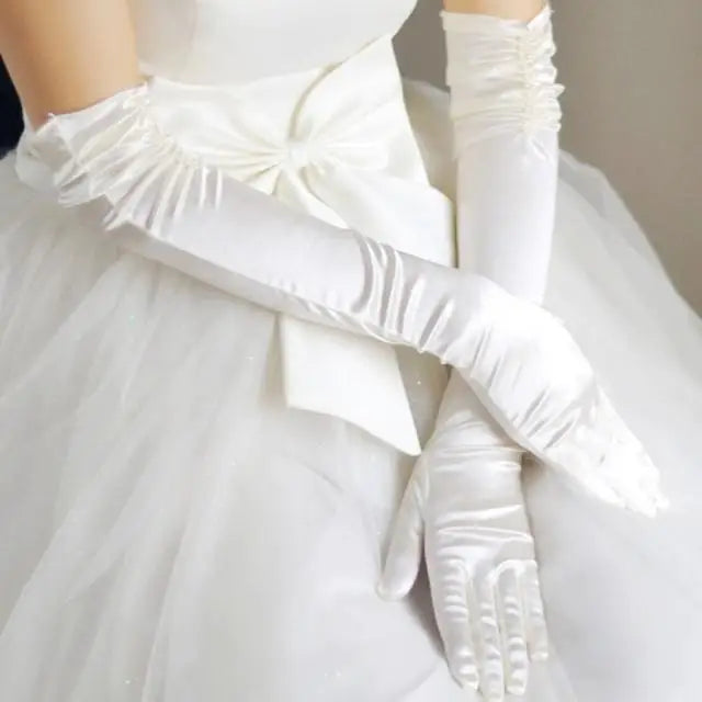 Long Satin Bridal Gloves