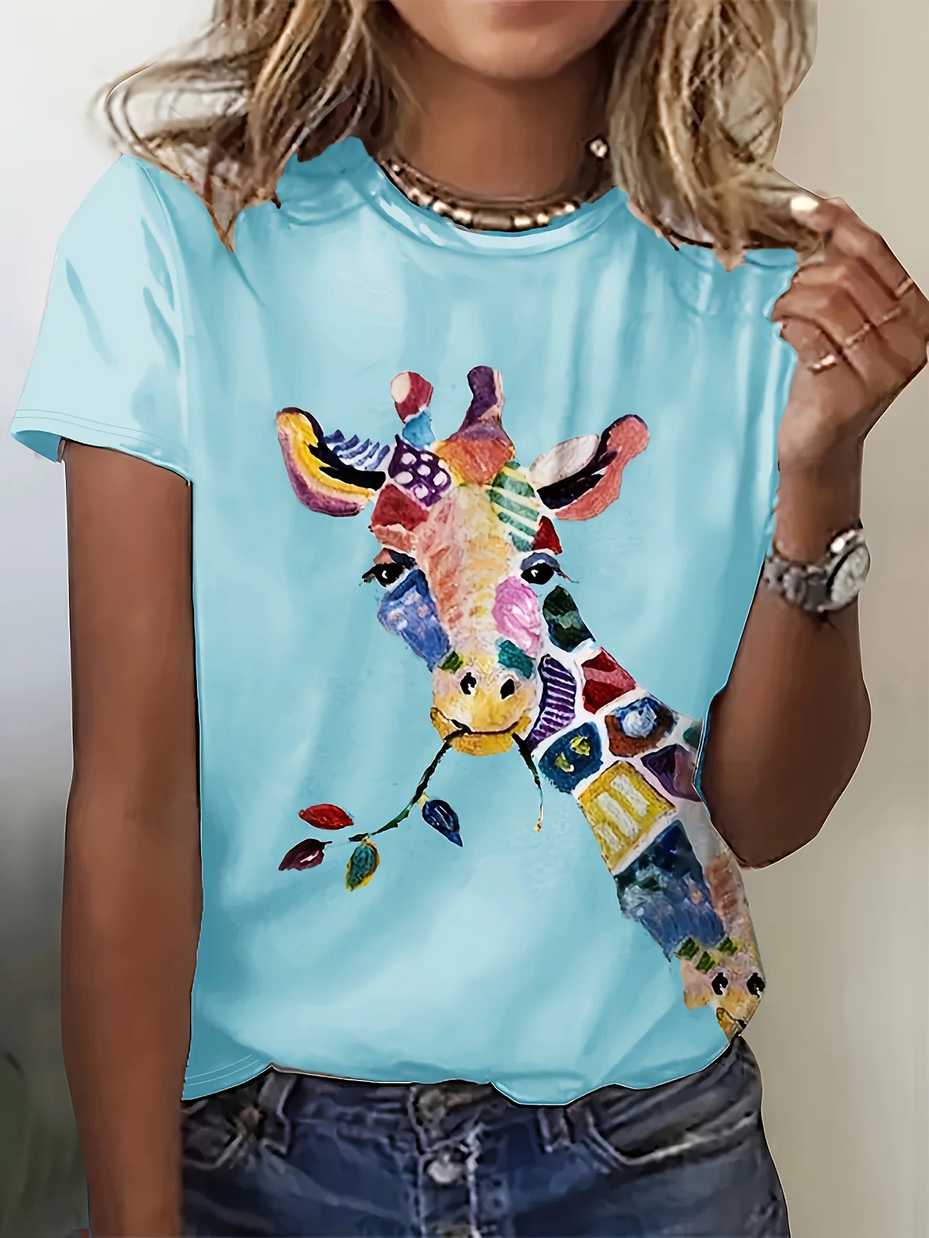 Colorful Abstract Giraffe Women's Tee