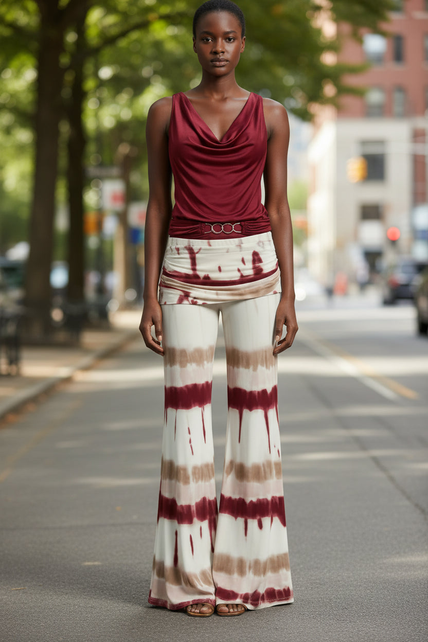 Plus Size Tie-Dye Sleeveless Top & Wide-Leg Pants 2-Piece Set – Casual Resort Outfit Red Bazaare Mart Sleeveless Pants Outfit