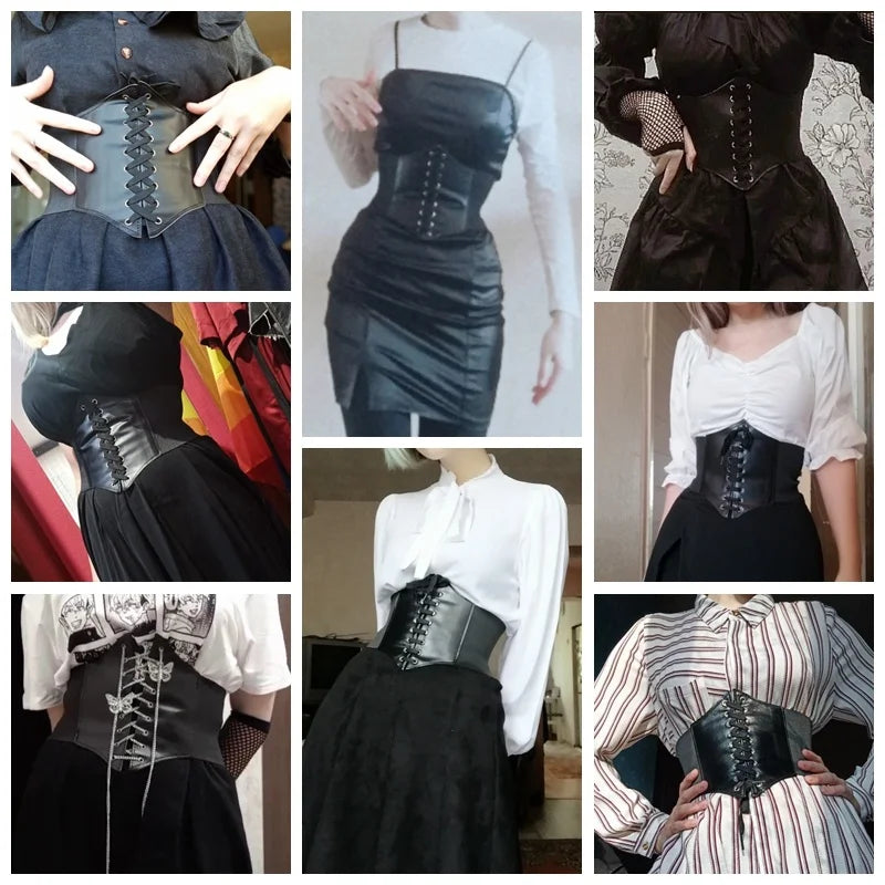 Wide PU Leather Corset Belt Bazaare Mart Wide PU Leather Corset Belt