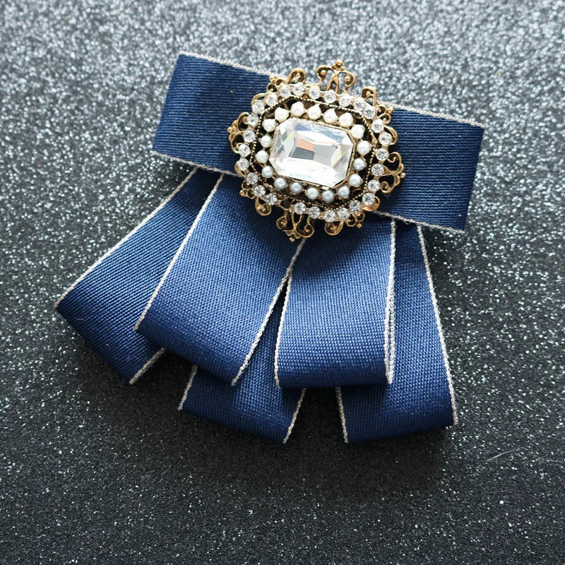 Fashion British Multi-layer Wedding Ribbon and Crystal Bowtie Bazaare Mart Fancy Jeweled Neck Tie