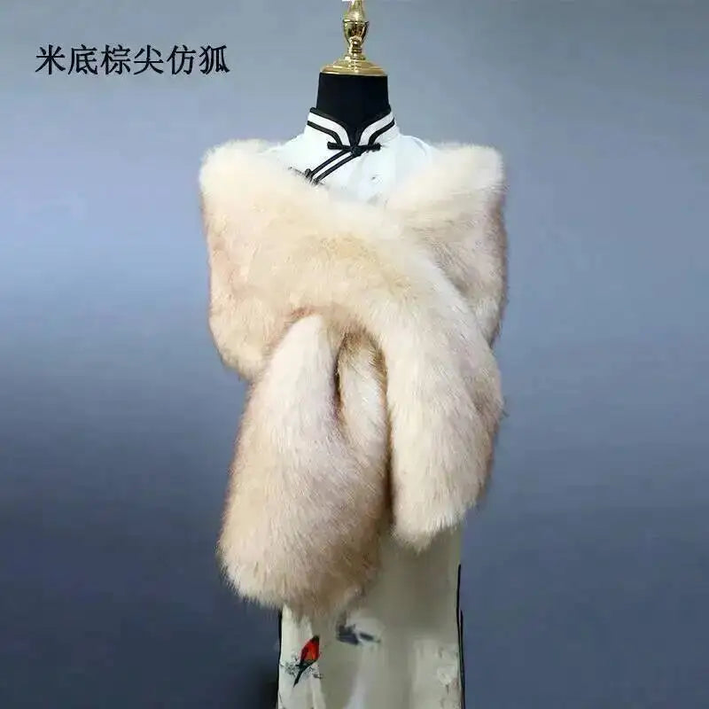 Faux Fur Stole Beige brown Bazaare Mart Faux Fur Stole