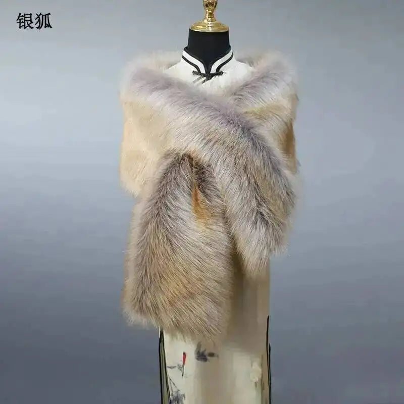 Faux Fur Stole Silver fox Bazaare Mart Faux Fur Stole