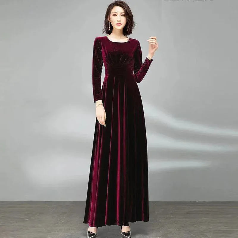 Long Sleeve Velvet Maxi Dress Bazaare Mart Long Sleeve Velvet Maxi Dress
