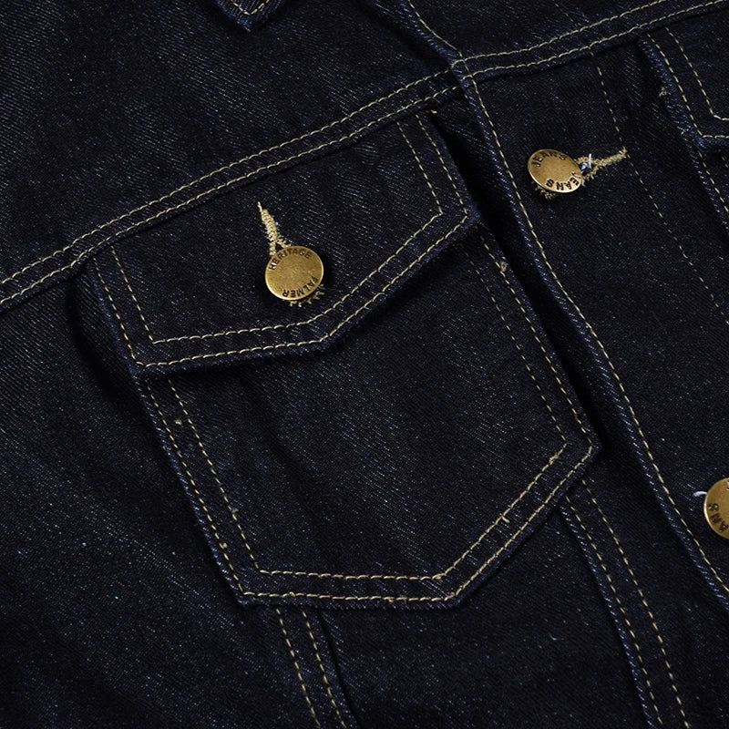 Vintage Midnight Blue Denim Button-Up Shacket