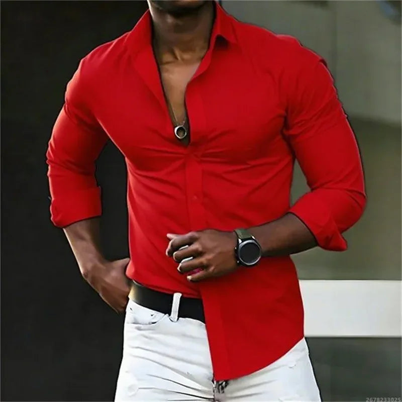 Solid Color Long Sleeve Shirt WSX0947 Bazaare Mart Long Sleeve Button Up Shirt