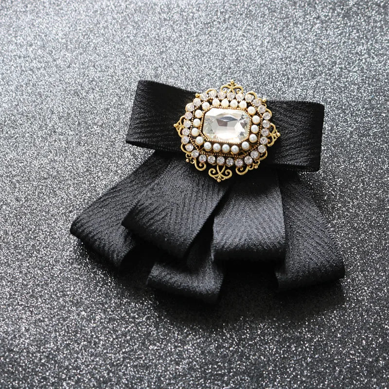Fashion British Multi-layer Wedding Ribbon and Crystal Bowtie Bazaare Mart Fancy Jeweled Neck Tie