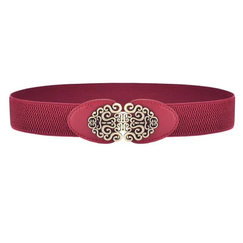 Women's Retro Stretch Belt 4YF-5 wine red Bazaare Mart Belt