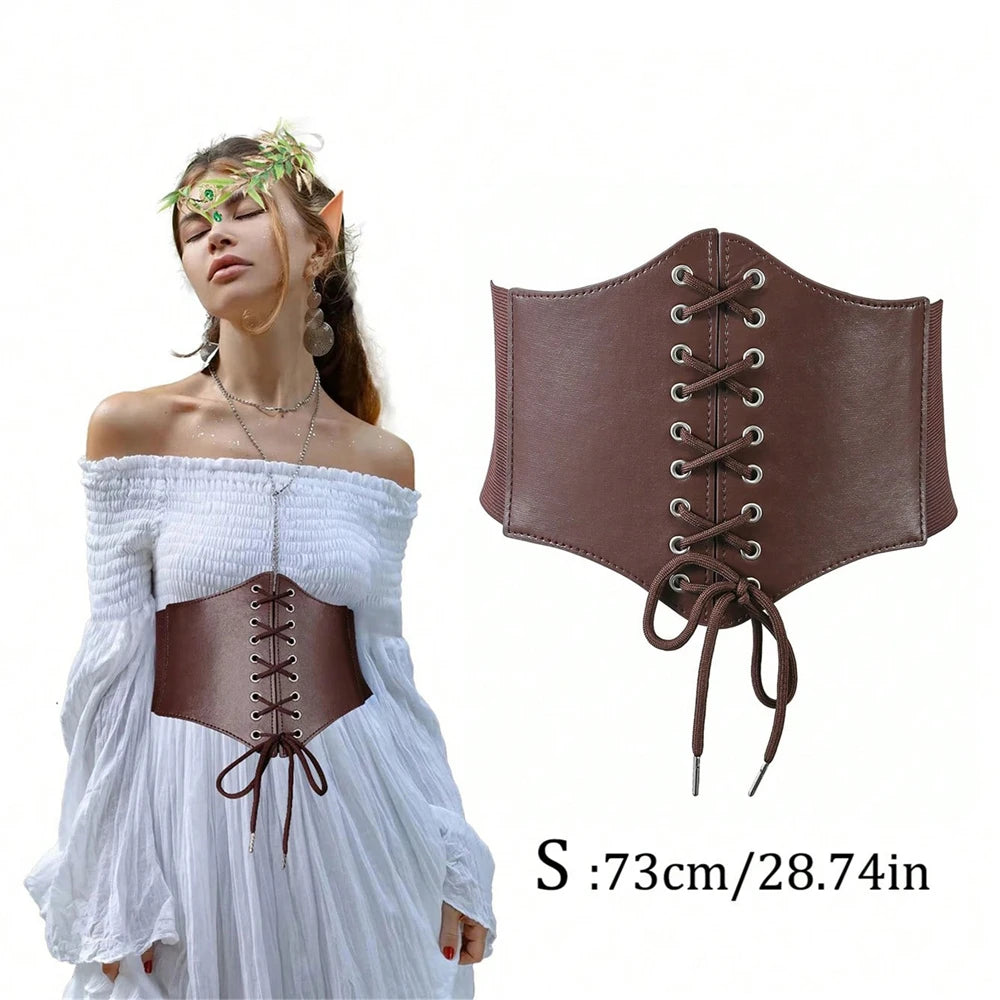 Retro PU Leather Underbust Corset Coffee S Uniform code Bazaare Mart Retro PU Leather Underbust Corset