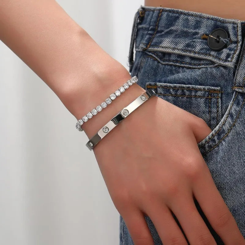 Cubic Zirconia Cuff Bangle Sets