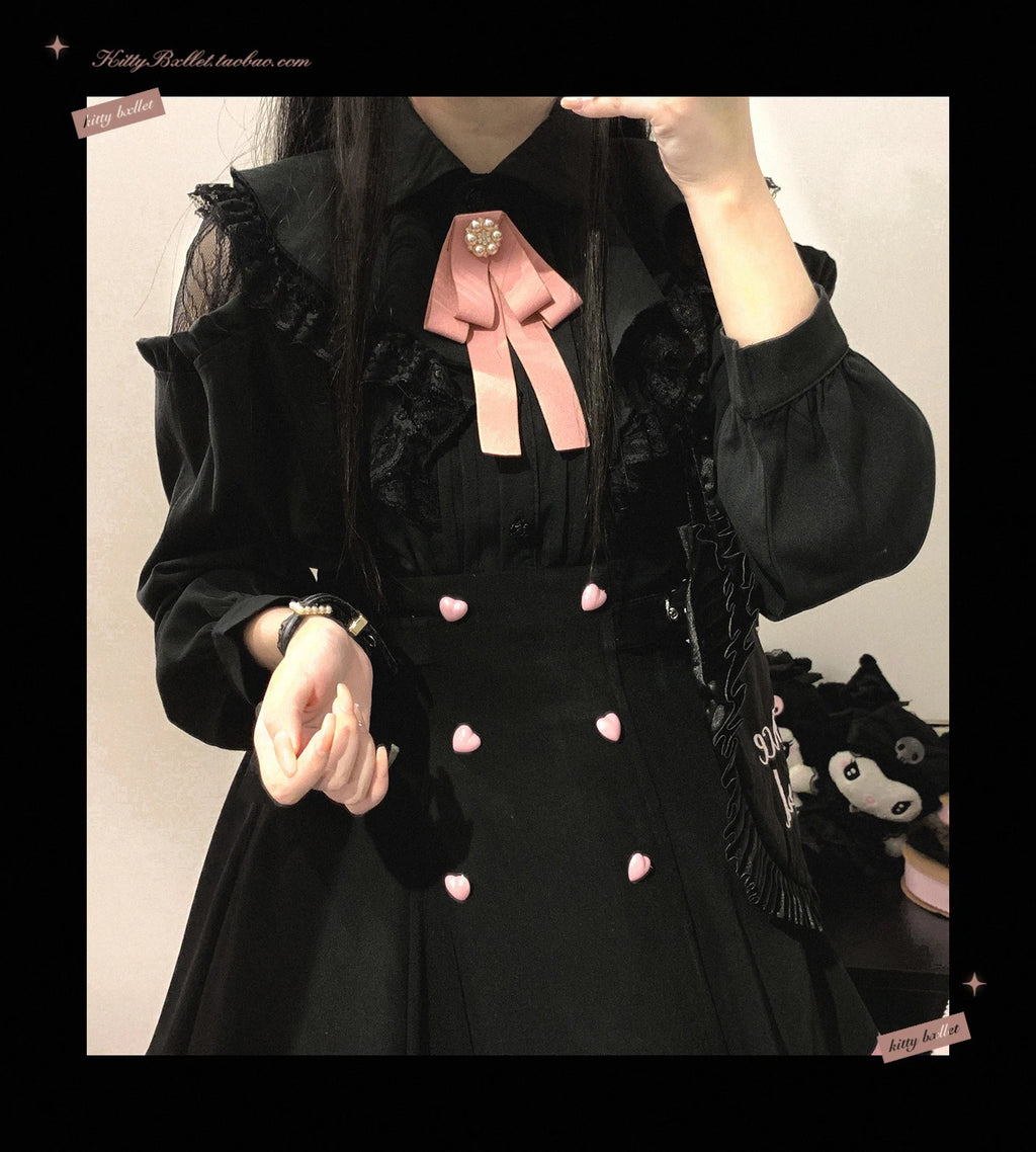 Women's Kawaii Lolita Blouse – Japanese-Inspired Peter Pan Collar Shirt with Lace & Bow Details Bazaare Mart Blouse