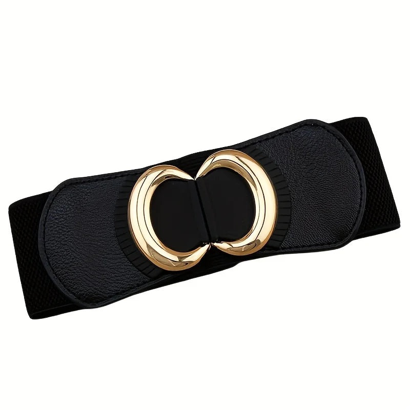 Vintage Buckle Wide Elastic Black Belt Bazaare Mart Wide Belt
