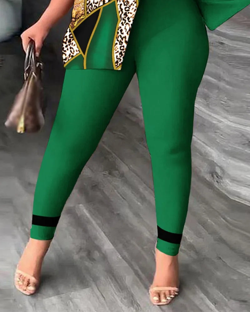 Women's Two-Piece Ruffle Sleeve Top & Pants Set