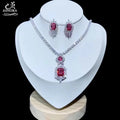 CZ Jewelry Set Rust Red clear Bazaare Mart Statement Jewelry Set