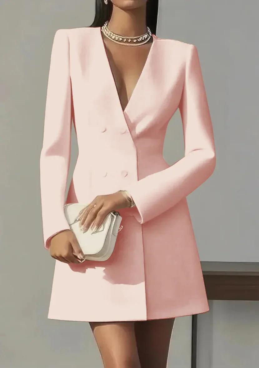 Women's Short Double Breasted Coat Dress Pink Bazaare Mart Coat Dress