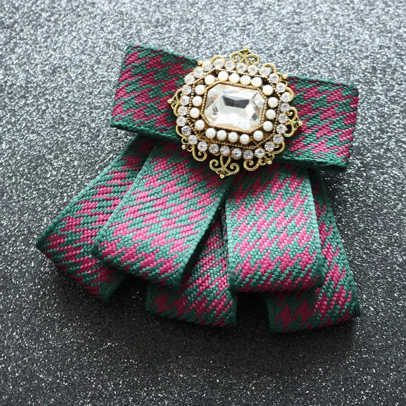 Fashion British Multi-layer Wedding Ribbon and Crystal Bowtie Bazaare Mart Fancy Jeweled Neck Tie
