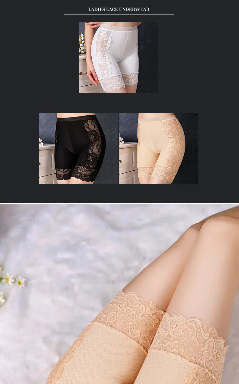 Plus Size Lacy Anti-Chafing Slip Shorts for Women – Lace Thigh Saver Under Dress Shorts Bazaare Mart Girdle