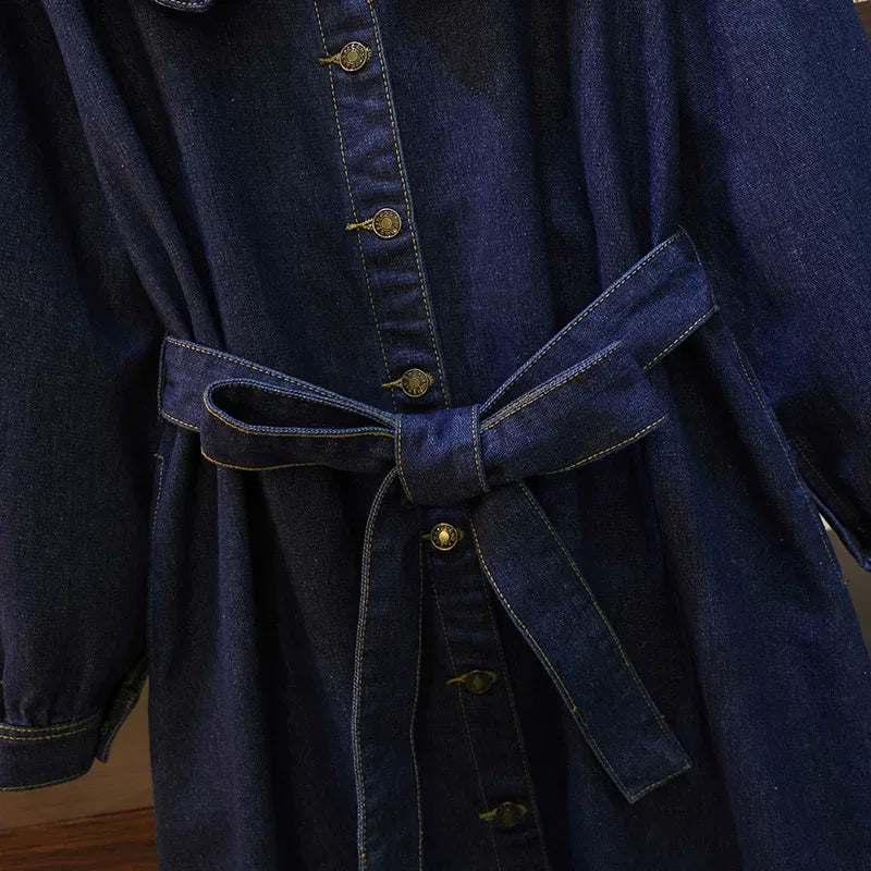 Dark Blue Denim Collared Button Up Dress Bazaare Mart Denim Dress