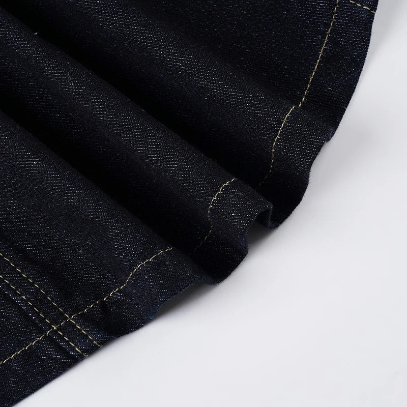Vintage Midnight Blue Denim Button-Up Shacket
