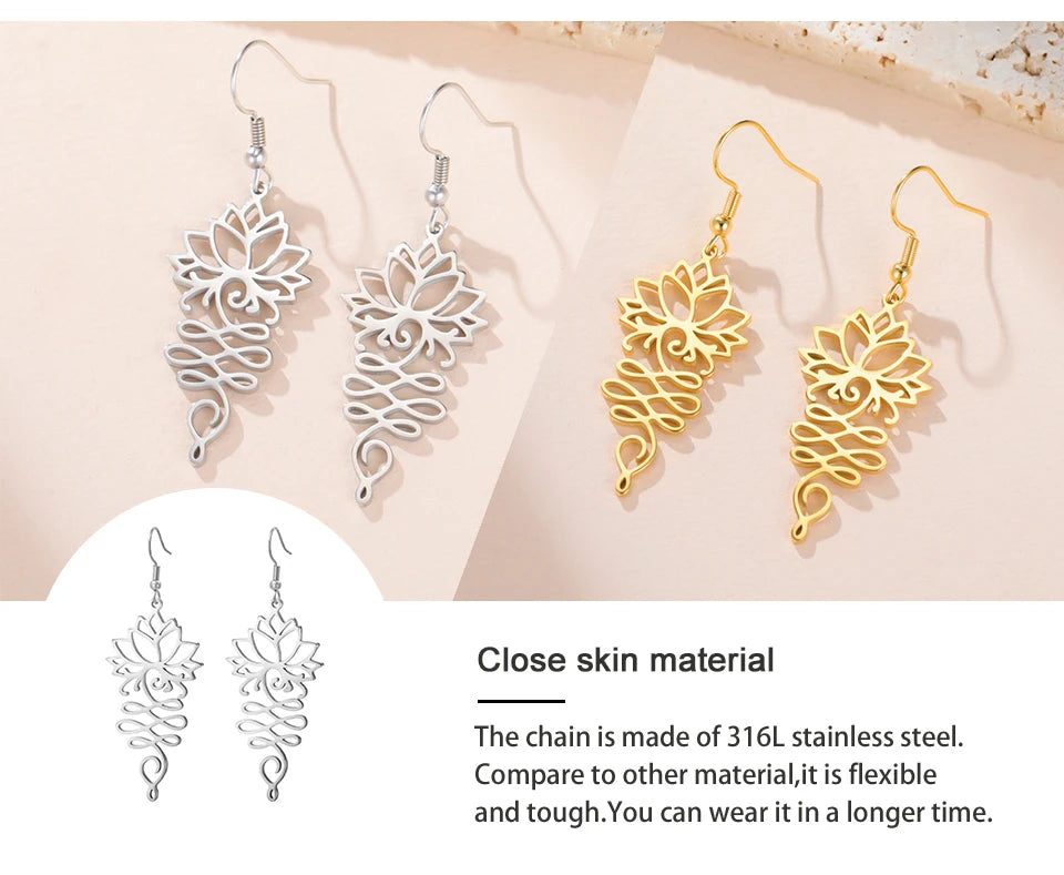 Hollow Lotus Flower Drop Earrings