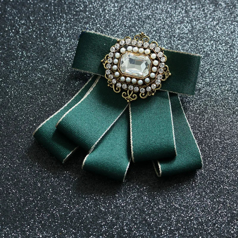 Fashion British Multi-layer Wedding Ribbon and Crystal Bowtie Bazaare Mart Fancy Jeweled Neck Tie