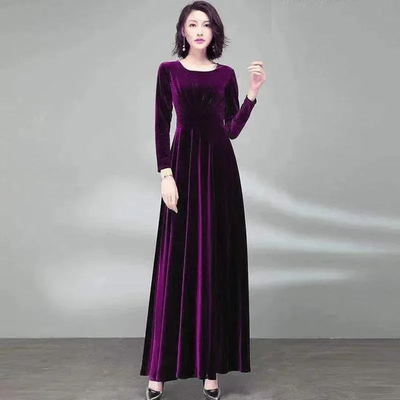 Long Sleeve Velvet Maxi Dress Bazaare Mart Long Sleeve Velvet Maxi Dress