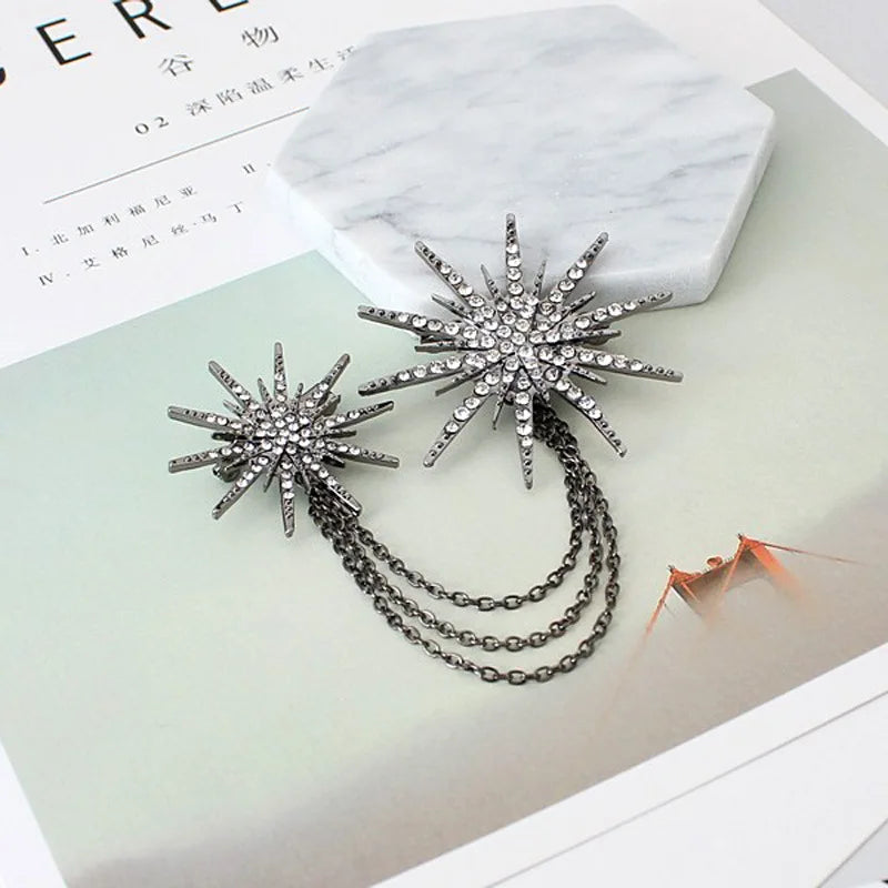 Double Retro Chained Brooch C9-5-8658 Bazaare Mart Double Retro Chained Brooch