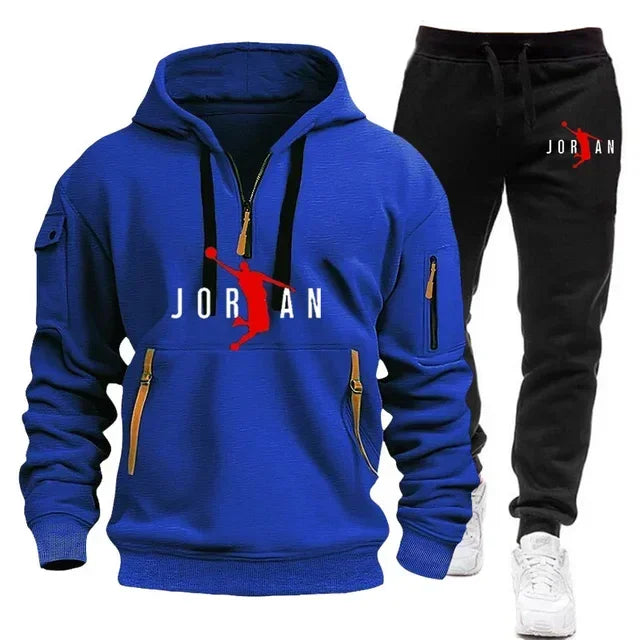 Trendy Men's Hoodie + Joggers Tracksuit Sportswear