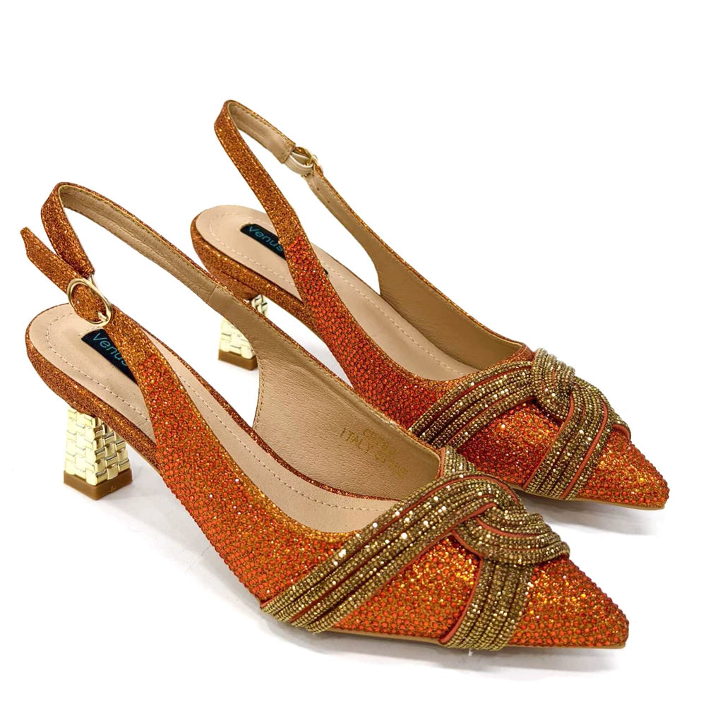 High Quality Colorful Shoes and Bag Set with Shining Crystals