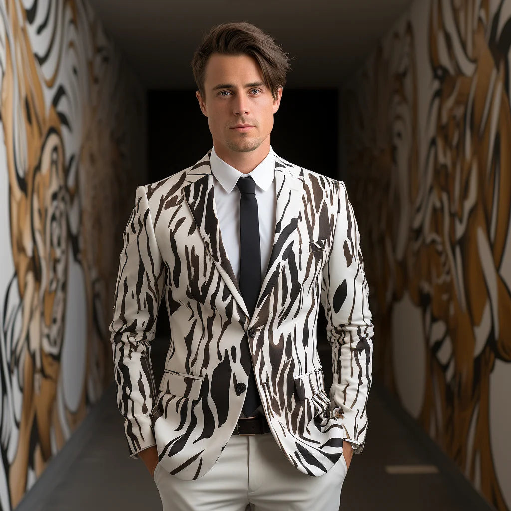 Men's Floral Print Suit Jacket