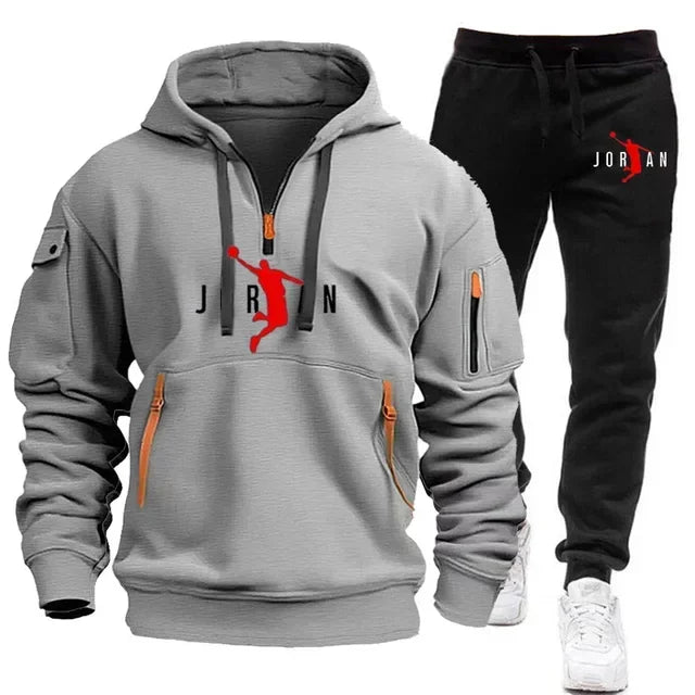 Trendy Men's Hoodie + Joggers Tracksuit Sportswear