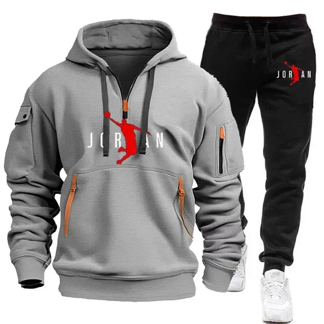 Trendy Men's Hoodie + Joggers Tracksuit Sportswear