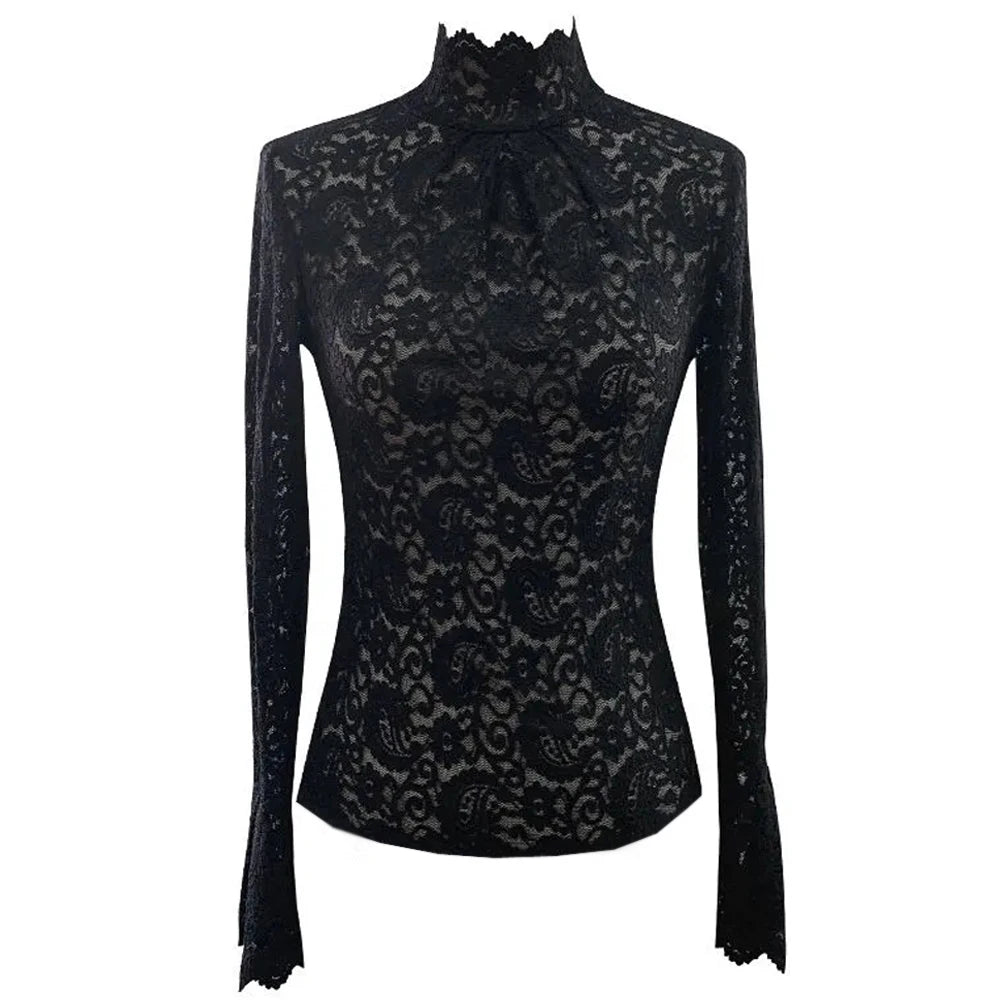 Lace Turtleneck Long Bell Sleeve Bazaare Mart Lace Turtleneck Long Bell Sleeve