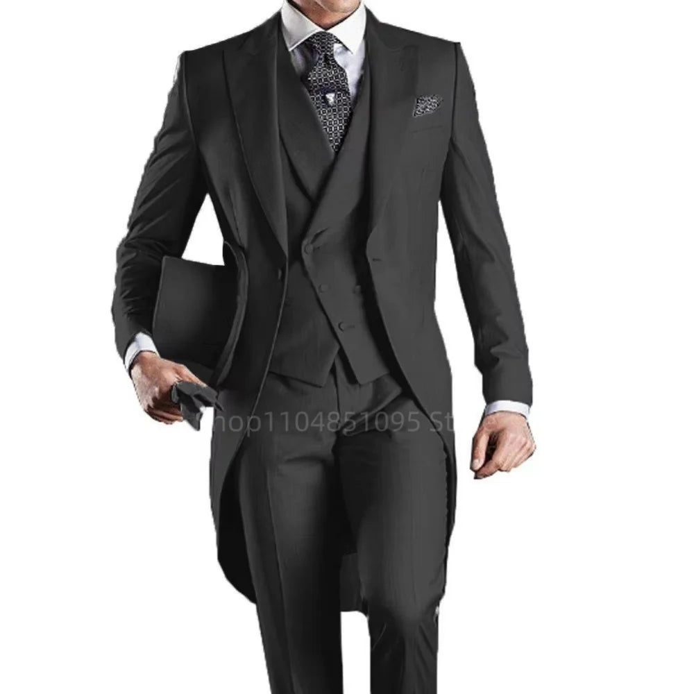 Long Tail 3pc Wedding Tuxedo Suit