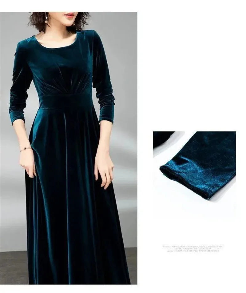 Long Sleeve Velvet Maxi Dress Bazaare Mart Long Sleeve Velvet Maxi Dress